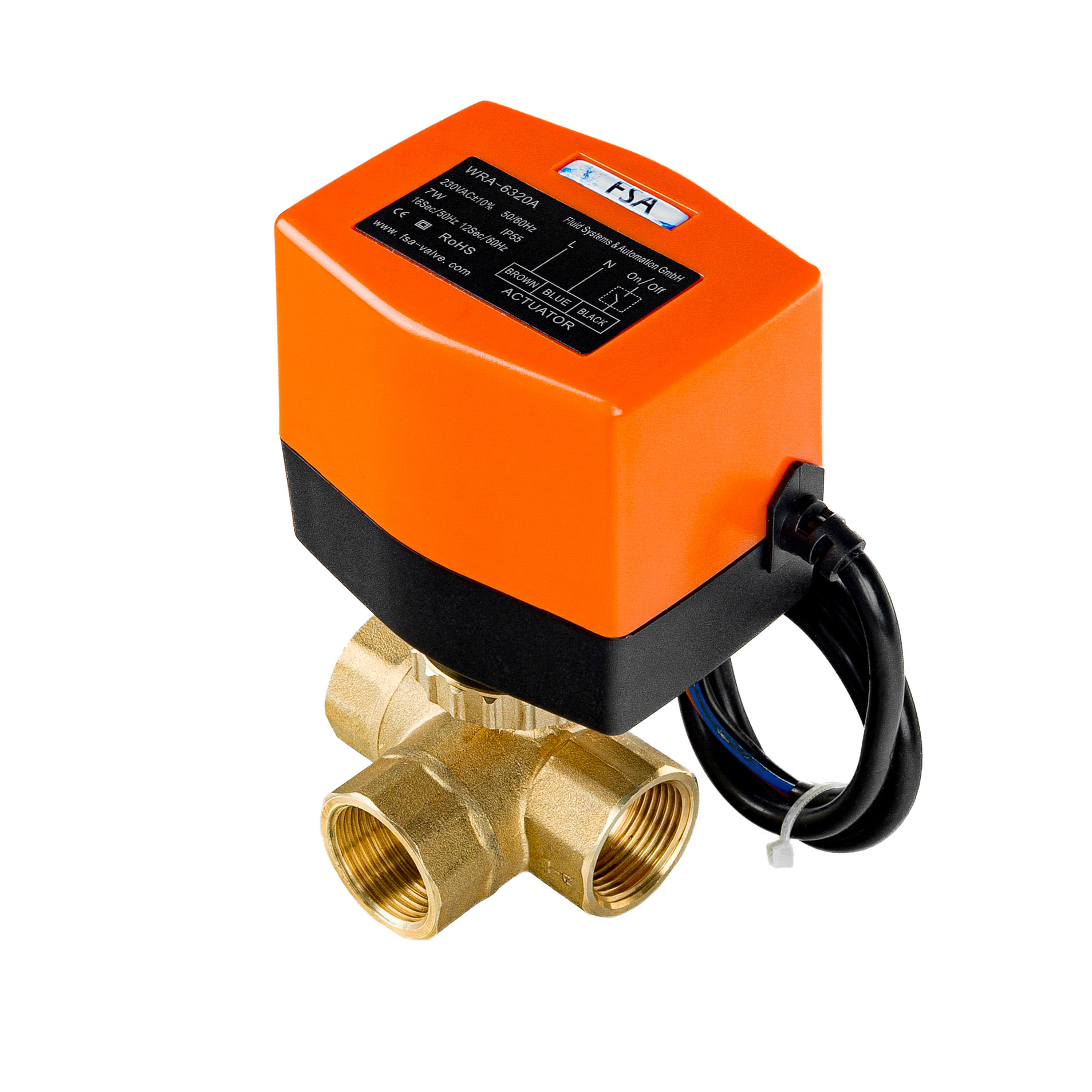 FSA Motorkugelhahn 3/4 Zoll 230V - Elektrischer Kugelhahn Messing