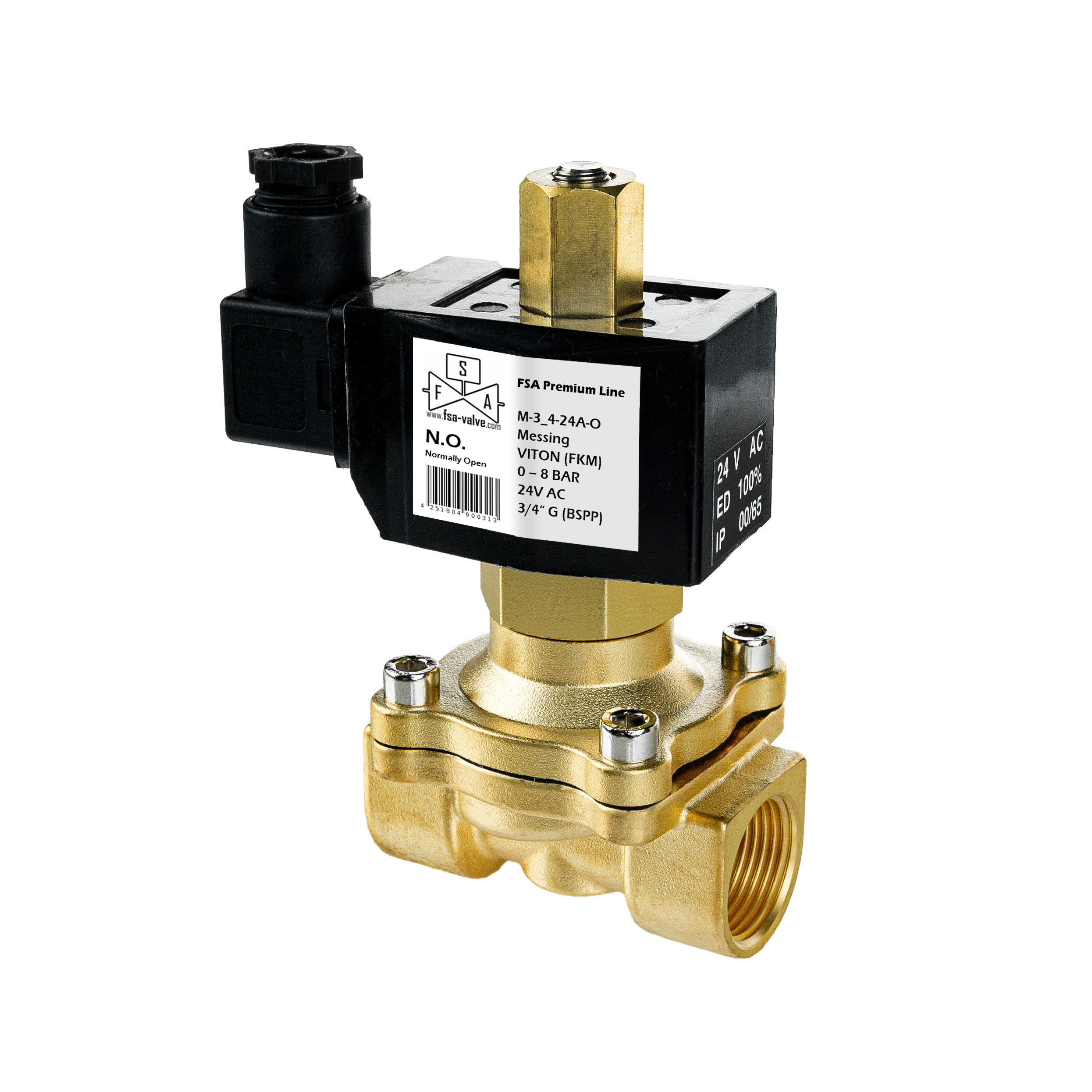 Baomain Magnetventil Messing, DC 24V, Normalerweise Geschlossen, Für Wasser/Luft/Öl, 3/8"