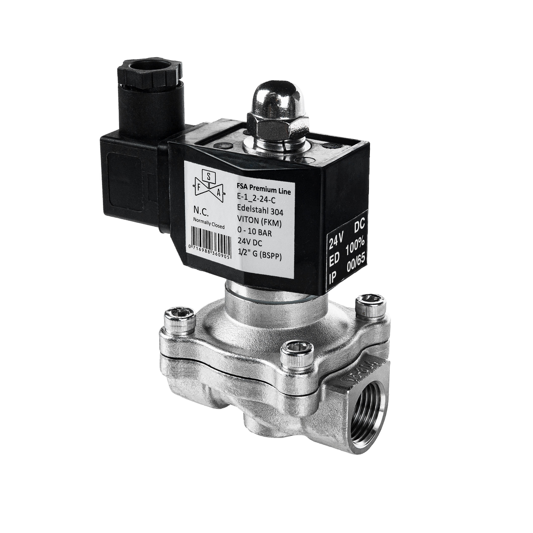 FSA 1" Stainless Steel 304 Solenoid Valve – 230V AC, 0-10 Bar, NC (Normally Closed)