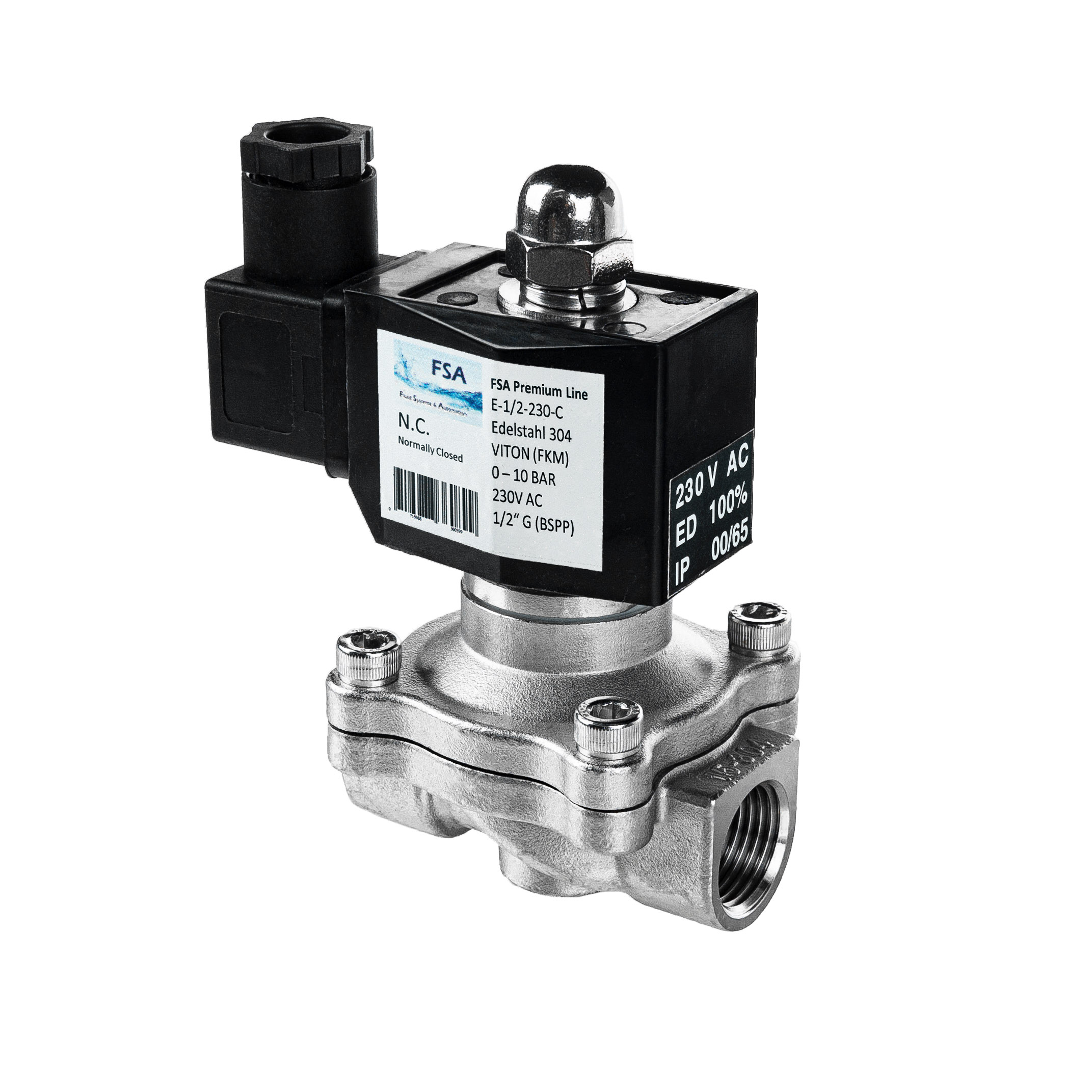 Elektrisches Magnetventil 2-Wege, Normal Geschlossen – 1/4 Zoll NPT, 12 V DC, Für Luft, Wasser & Gas